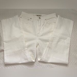 Madewell White High Rise Raw Hem Boyfriend Jeans